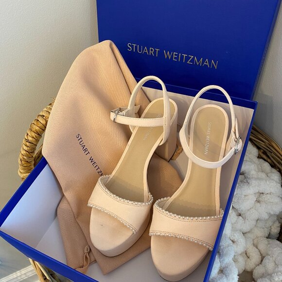 Stuart Weitzman DCR Pearl Platform Sandals - Rosewater Suede - Size 38.5 (8.5) - Picture 1 of 3